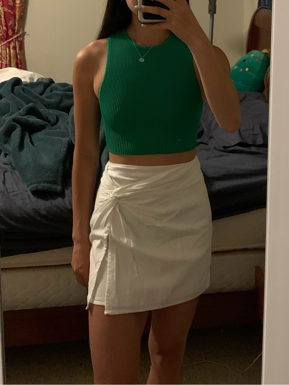 Hollister Linen Blend White Front Twist Mini Skirt
